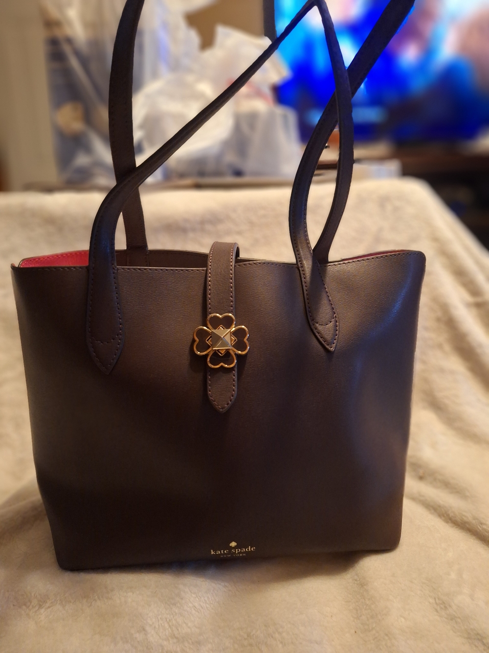 Kate Spade New York Kaci Chocolate Cherry Small Leather Tote